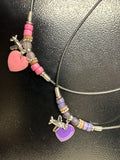 Heart/Plane Charm on Cord Necklace